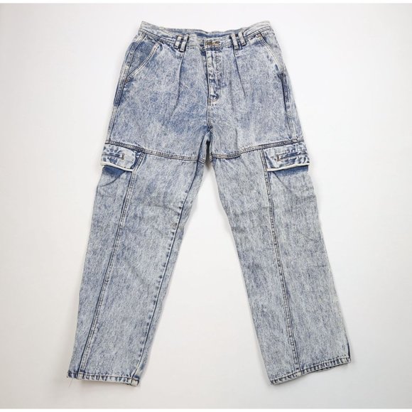 Vintage 90s Streetwear Mens 34x30 Distressed Pleated Acid Wash